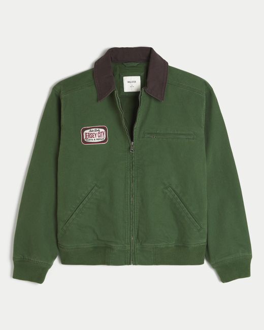 Hollister Green Zip-up Workwear Jacket for men