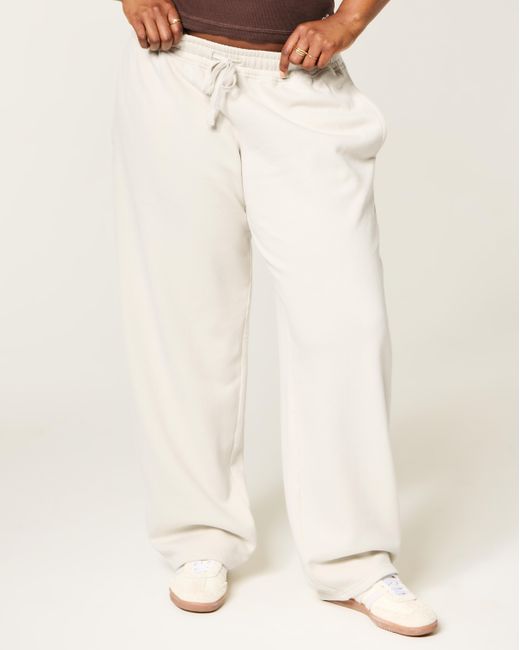 Hollister White Low-rise Baggy Sweatpants