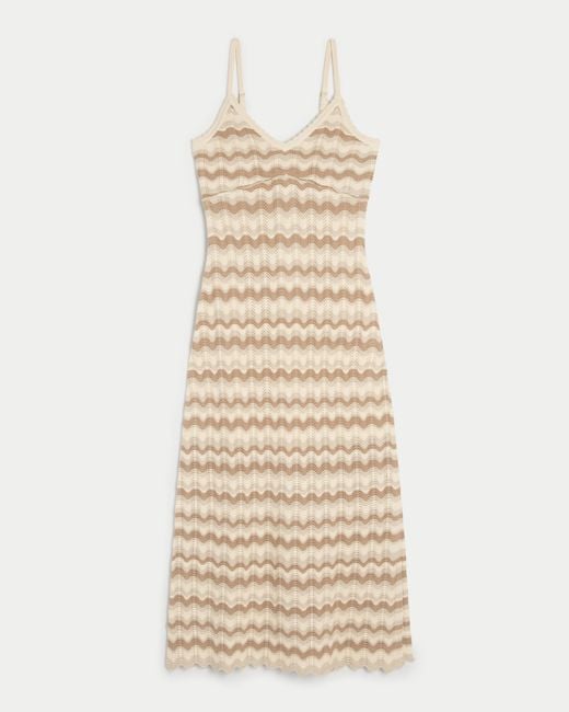 Hollister Natural Crochet-style Midi Dress