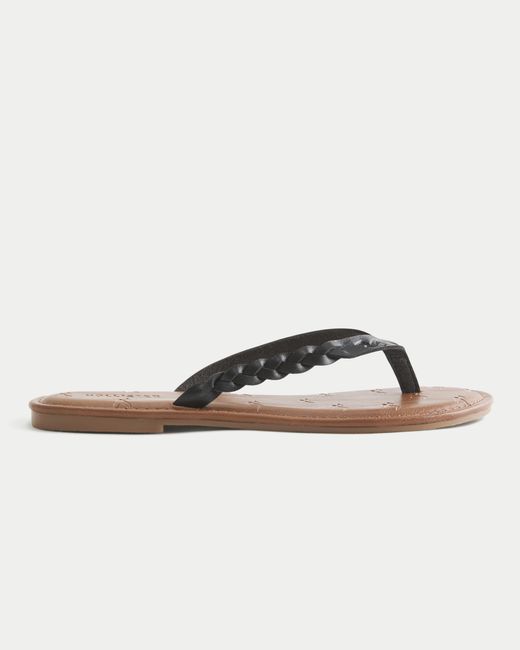Hollister Brown Braided Flip Flops