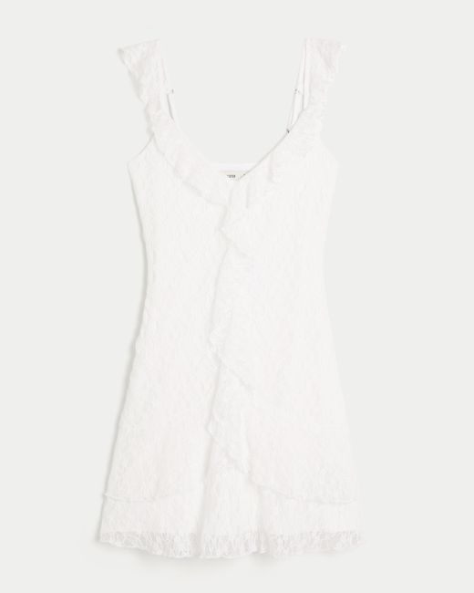 Hollister White Lace Ruffle Mini Dress