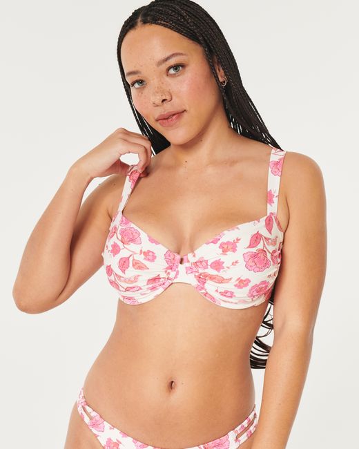 Hollister Pink Curvy Ruched Balconette Bikini Top