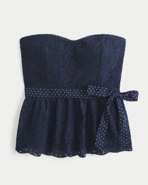 Hollister Blue All-over Lace 2-in-1 Top