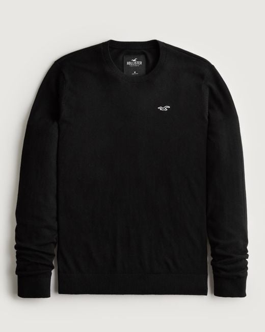 Hollister Black Logo Icon Crew Sweater for men