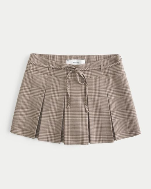 Hollister Brown Mid-rise Pleated Mini Skort
