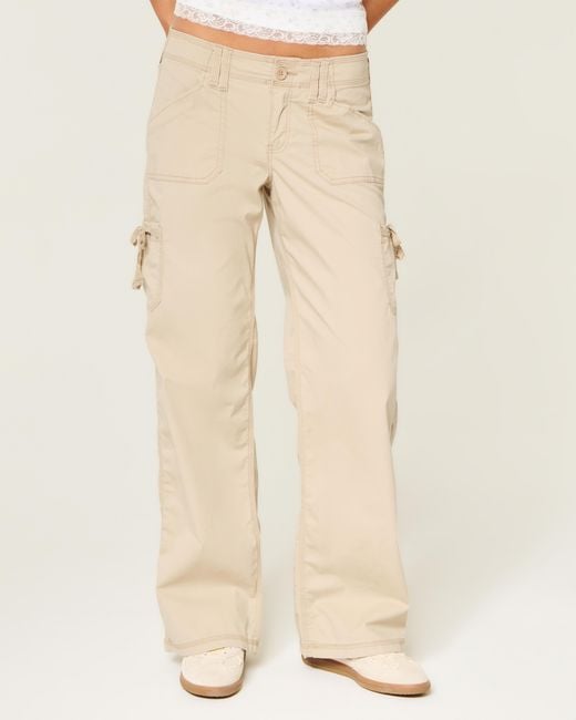 Hollister Natural Low-rise Lace Trim Baggy Pants