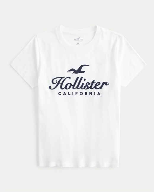 Hollister White Easy Logo Graphic Tee