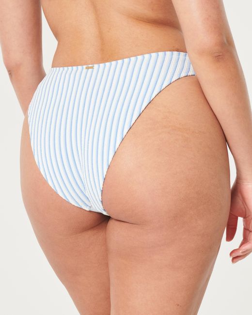 Hollister Blue Curvy High-leg High-waist Scrunch-ribbed Cheeky Bikini Bottom