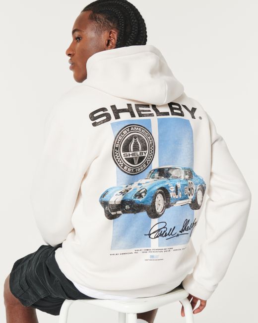 Hollister Blue Relaxed Shelby Graphic Hoodie for men