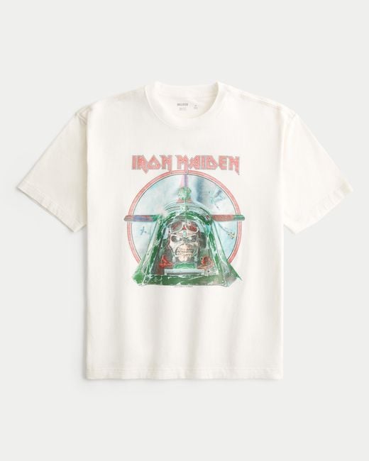 Hollister Blue Boxy Iron Maiden Graphic Tee for men