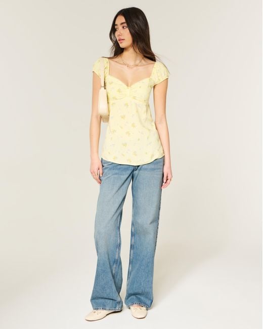 Hollister Yellow Cinch Bust Babydoll Top
