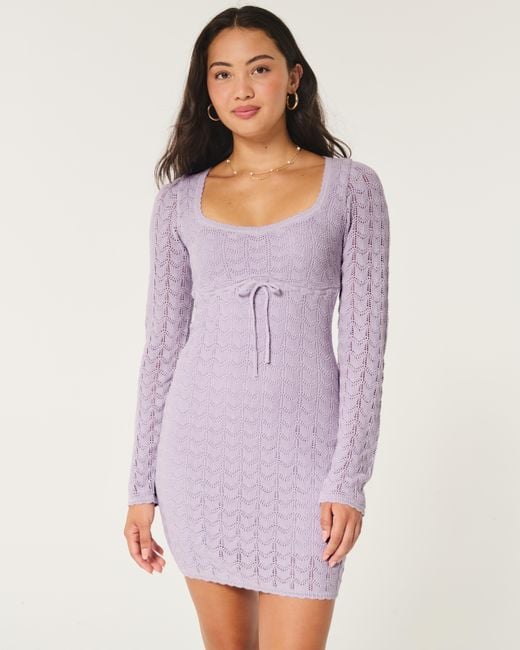 Hollister Long-sleeve Crochet-style Mini Dress in Purple | Lyst UK Hollister Long-sleeve Crochet-style Mini Dress in Purple | Lyst UK