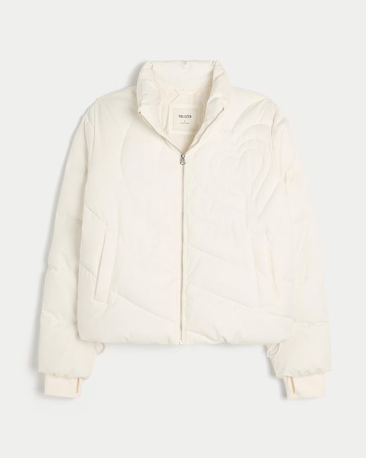 Hollister Natural Zip-up Pattern Puffer Jacket