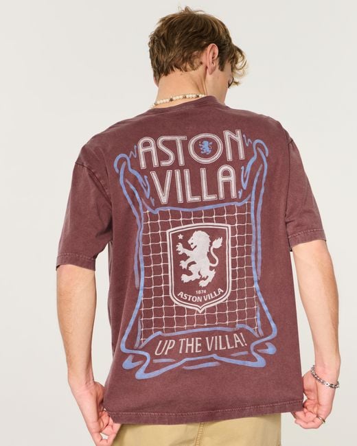 Hollister Red Aston Villa F.c. Graphic Tee for men