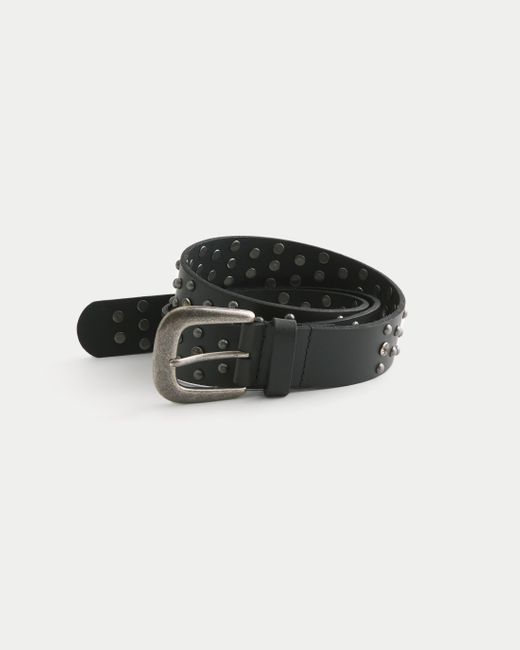 Hollister Black Studded Leather Belt for men