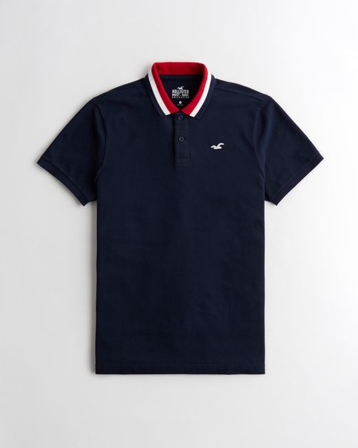 Hollister Blue Tipped Logo Icon Polo for men