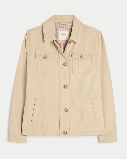 Hollister Twill Y2k Military Jacket in Natural | Lyst UK