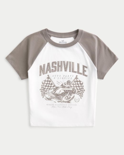 Hollister White Nashville Graphic Baby Tee