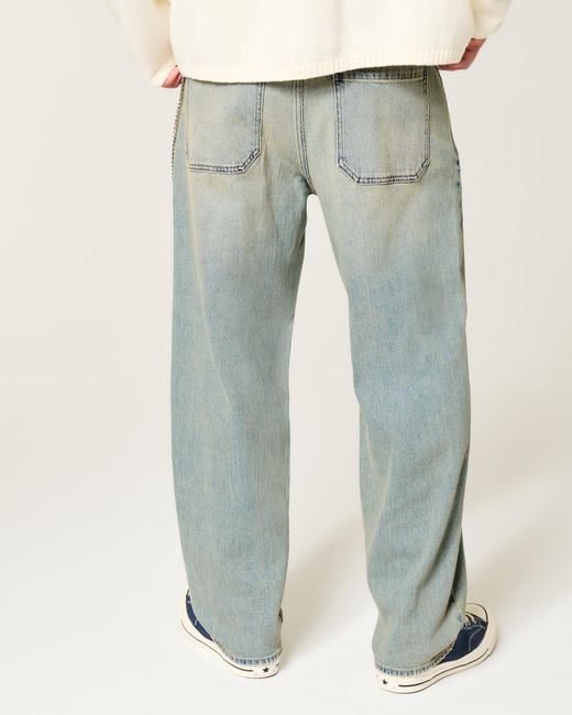 Hollister Multicolor Light Wash Rose Graphic Skater Baggy Jeans for men