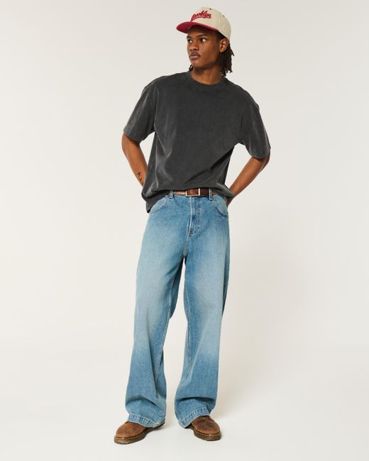 Hollister Black Heavyweight Boxy Crew T-shirt for men