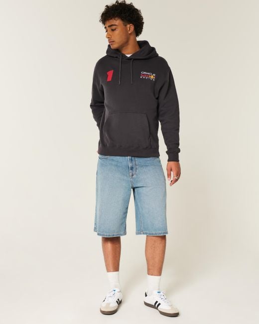 Hollister Lässiger Hoodie mit Oracle Red Bull Racing-Grafik in Black für Herren