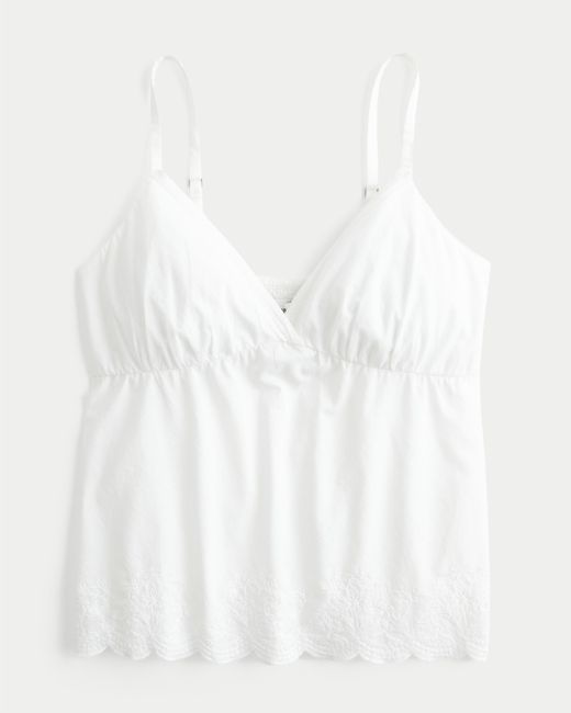 Hollister White Embroidered Sequin Tank