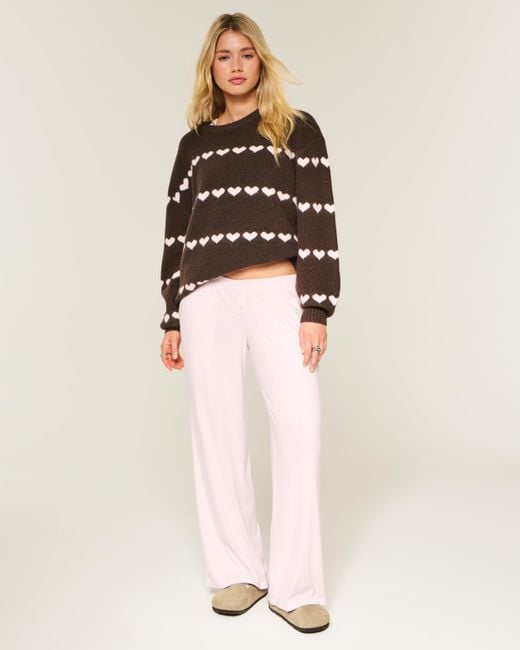 Hollister Pink Always Cozy Pointelle Wide-leg Boxer Pants