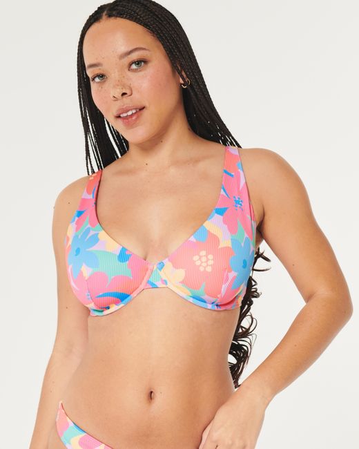 Hollister Multicolor Curvy High Apex Ribbed Underwire Bikini Top