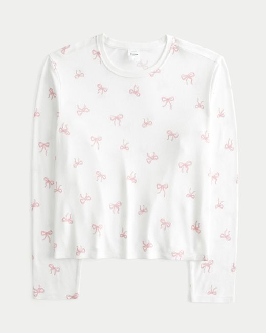 Hollister White Kuscheliges, langärmliges Pyjamaoberteil