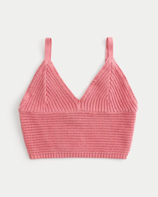 Hollister Pink Crochet-style V-neck Bralette