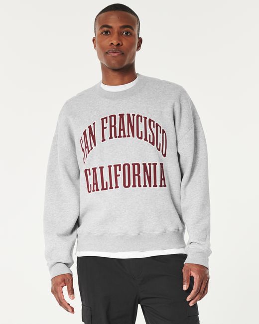 Hollister Sweatshirt mit Rundhalsausschnitt und San Francisco California-Grafik in Gray für Herren