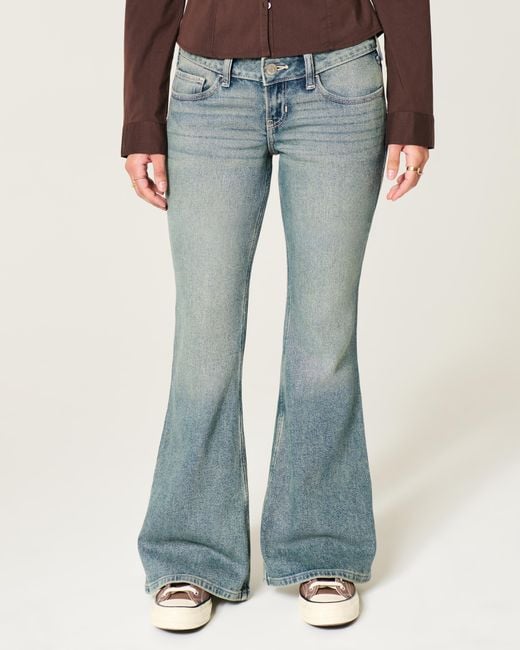 Hollister Blue Ultra Low-rise Medium Wash Flare Jeans