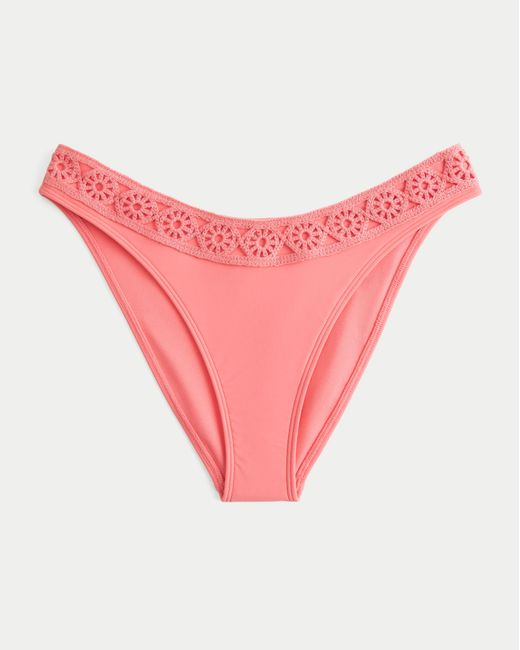 Hollister Pink Crochet-style Trim Cheeky Bikini Bottom