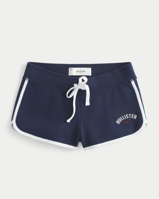 Hollister Blue Ultra Low-rise Logo Graphic Fleece Shortie Shorts