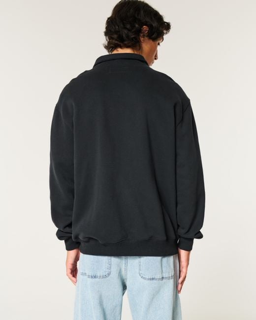 Hollister Black Relaxed Half-zip Logo Sweatshirt for men