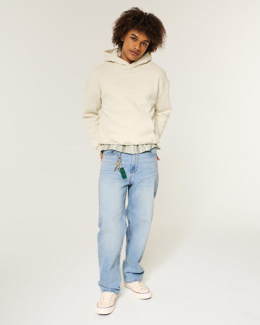 Hollister Blue Medium Wash Baggy Jeans for men