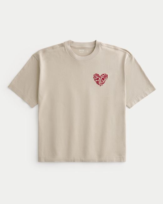 Hollister Pride Boxy Crop Heart Graphic Tee in Natural Lyst UK