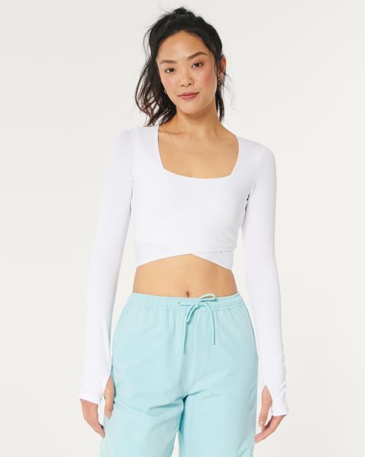 Hollister White Gilly Hicks Active Recharge Ribbed Wrap Top