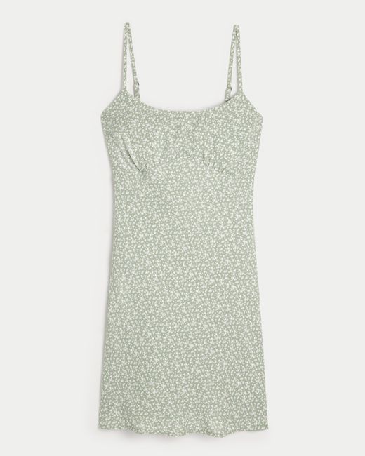 Hollister Green Crepe Open Back Mini Slip Dress