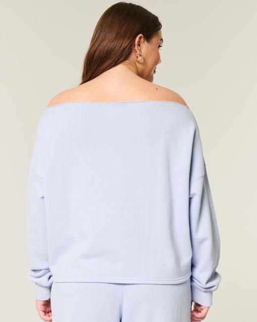 Hollister Blue Easy Graphic Double Off-the-shoulder Sweatshirt