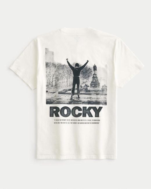 Hollister Gray Relaxed Rocky Graphic Tee for men
