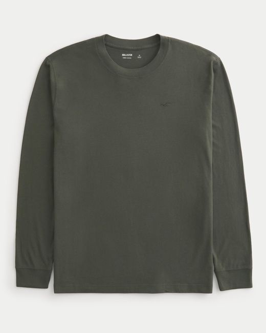 Hollister Long sleeve Cotton Crew T shirt in Green for Men Lyst UK