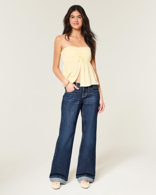 Hollister Blue Low-rise Dark Wash Baggy Jeans