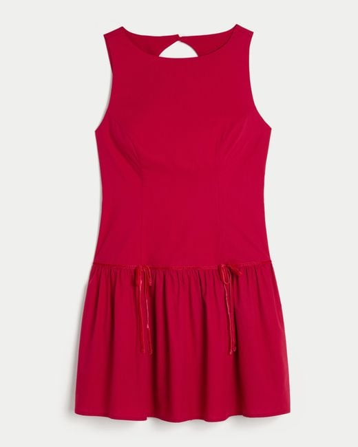 Hollister Red High-neck Drop Waist Skort Dress