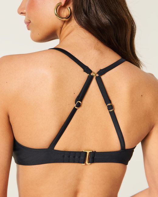 Hollister Black Curvy Crochet-style Trim Underwire Bikini Top