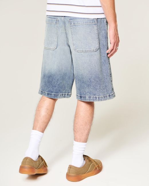 Hollister Blue Low-rise Medium Wash Baggy Jean Shorts for men