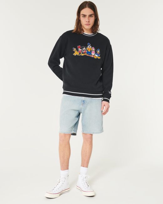 Hollister Black Relaxed Disney Characters Graphic Crew Sweater for men