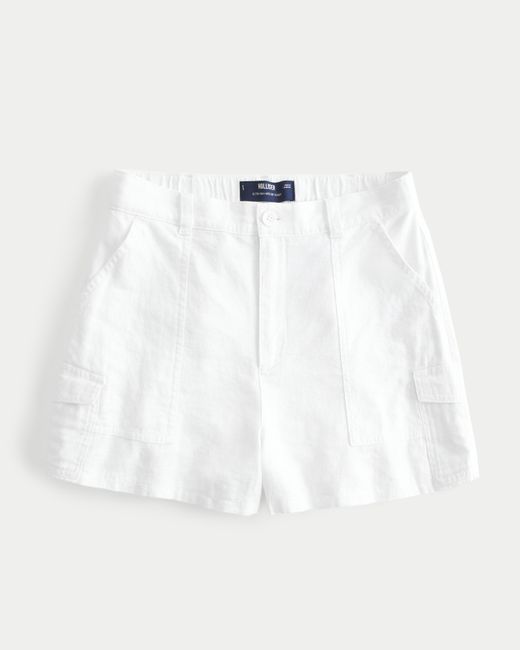 Hollister White Weiche Ultra High Rise Shorts aus Leinenmischung