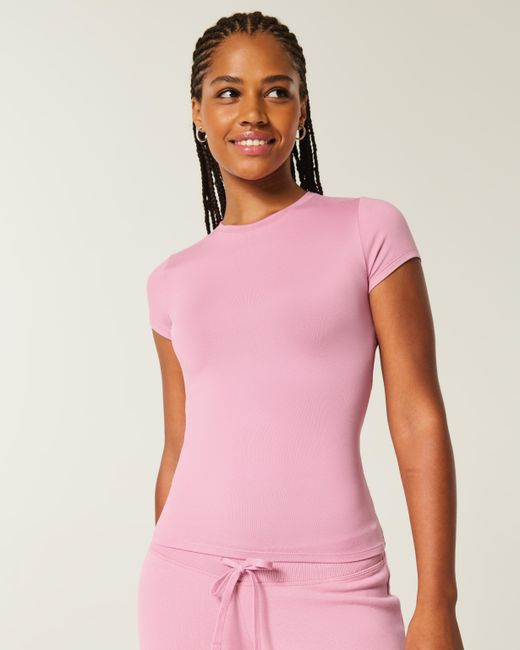 Hollister Pink Seamless Fabric Crew Baby Tee