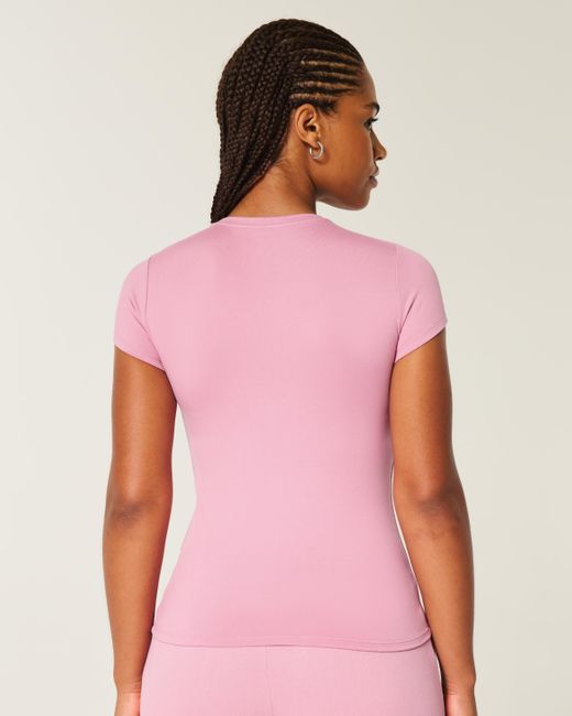 Hollister Pink Seamless Fabric Crew Baby Tee